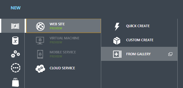 azure - compute - web site - from gallery