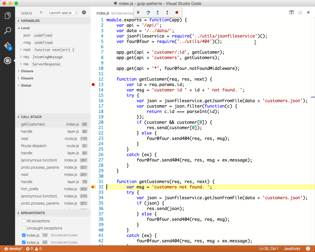 visual studio code js debugger